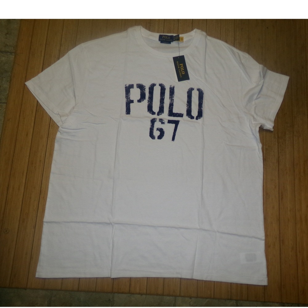 Polo Ralph Lauren Mens T-Shirt XXL White Distressed Polo 67 Graphic NWT